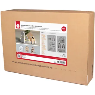 Silikon Gießformen Set Lichthäuser, inkl. Holz Deko Lichthäuser