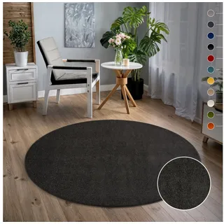 Sanat Teppich »Uni« rund 13 mm Höhe robuster Kurzflorteppich, große Farbauswahl, Wohnzimmer, alle Räume, grau