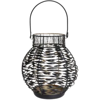 Ambia Home Laterne , Schwarz, Goldfarben , Metall , Uni , rund , 24 cm , Dekoration, Laternen & Windlichter, Laternen