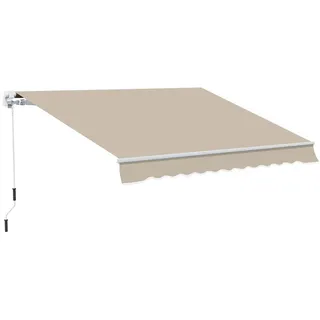 Outsunny Markise, Beige+Weiß, Aluminium, Eisen, Polyester , Metall , 245x350x395 cm , Sonnenschutz