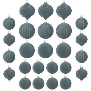 25 stück kunstoff Velvet weihnachtskugeln samt grau 6cm 8cm für Weihnachtsbaum christbaumkugeln Kugeln mit Haken Weihnachten deko Tisch