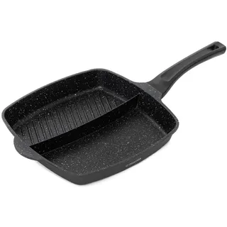 Bratpfanne LUCASO Grillpfanne mit Fach 28cm HOMLA - Schwarz