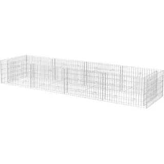 vidaXL Gabionen-Hochbeet Stahl 360×90×50 cm - Silber