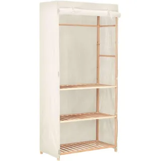 vidaXL Stoffschrank mit 3 Ablagen, 1 Rolltür 79/40/170 cm Weiß , Textil , Tanne , Rechteckig , 79x170x40 cm , Schlafzimmer, Kleiderschränke, Stoffschrank