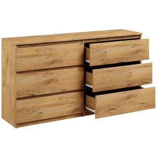 roe furniture Kommode mit 6 Schubladen 140 x 77 x 77 cm braun