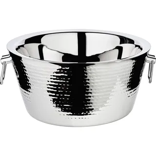 Edzard Champagner Kühler Ontario (Ø 38 cm, groß) aus Edelstahl - Flaschenkühler, Sektkühler doppelwandig - 5 Flaschen Getränkekühler - Schale für Sekt & Eiswürfel - Weinkühler gehämmert mit Griffen