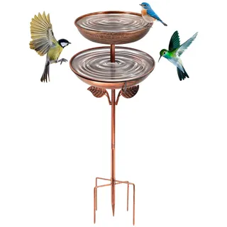 ZYNERY Metall Vogeltränke Stehend, 115cm Vogeltränke Winterfest, 2 In 1 Vogelbad für Draußen Garten, Antike Vogelfutterspender Wassertränke für Balkone, Innenhof, Garten