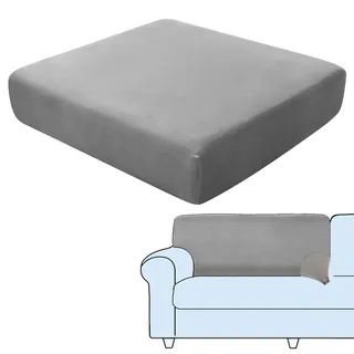 SHUOJIA Sofa-Sitzkissenbezüge, Sofakissen-Bezüge Stretch-Samt,Sitzkissenschutz,Couchkissen-Bezüge Ersatz Für Individuelle Kissen Mit Elastischem Stoff (Grey,Backrest Cover)