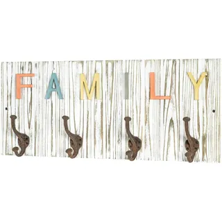 HAKU Möbel Wandgarderobe bunt, Vintage, Massivholz, Metall - Maße: B 70 cm x H 30 cm x T 11 cm, Style: Industrial