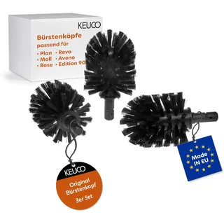 Keuco Ersatzbürstenkopf schwarz, 3 Stück, für Plan, Rose, Aveno, Reva, Moll, Edition 90 WC-Bürstengarnitur, Ø 6,7 cm, Ersatz-Klobürstenkopf