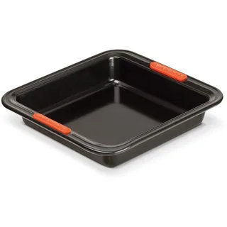 LE CREUSET Antihaft Backform, Quadratisch, 23 x 23 x 5 cm, Sauerteigbeständig, Aus Karbonstahl gefertigt, Anthrazit/Orange,46102230010000