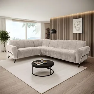 beautysofa Ecksofa Volare ohne Schlaffunktion beige rechts, - Beige - Metall - L-Form,L-Form , 295x235 cm, , Wohnzimmer, Sofas & Couches, Wohnlandschaften, Ecksofas