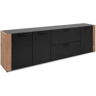 CaliCosy Lowboard 198x61x34,5 cm Anthrazit/Eiche Artisan Kunststoff