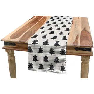 ABAKUHAUS Weihnachten Tischläufer, Fir Tree Silhouette, Esszimmer Küche Rechteckiger Dekorativer Tischläufer, 40 x 180 cm, Koksgraue und Elfenbein