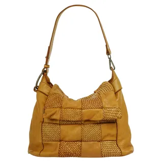 Samantha look Umhängetasche echt Leder, Made in Italy gelb