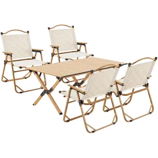 [casa.pro] Gartenmöbelset ‘Botrugno’ 5-tlg. Textilgewebe Beige