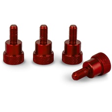 PrecisionGeek Aluminium Ansatzschraube Rändelschrauben M5 x 10mm Rot L-22mm (4 Stück)