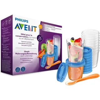 Philips Avent Nahrungs-Mehrwegbecher Modell SCF721/20 Weiß/Blau