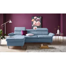 exxpo - sofa fashion Ecksofa »Maretto, L-Form«, inkl. Kopf- bzw. Rückenverstellung, wahlweise mit Bettfunktion, blau