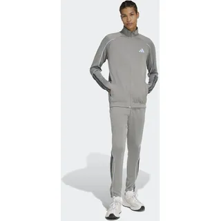 Trainingsanzug ADIDAS SPORTSWEAR "STADIUM 3-STREIFEN", Herren, Gr. 3XL, grau (ch solid grau, grau six), Obermaterial: 100% Polyester, Sportanzüge Trainingsanzug, zweiteiliges Set aus Jacke und Hose, aus leichtem Polyester