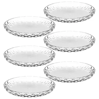 LEONARDO Cucina Optic Teller 6er Set, mikrowellen- & spühlmaschinengeeignete tiefe Schale mit runden Akzenten, Klarglas, ∅ 18 cm, 066339