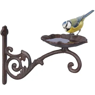Relaxdays Vogeltränke , Braun , Metall , 27x18x13 cm , Dekoration, Gartendeko