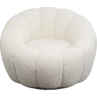 Kare Design Drehsessel Peppo Bloom, Weiß, 39 cm Sitzhöhe, Polstersessel, Relaxsessel, 360 Grad Drehbar, Wohnzimmer, 68x94x94 cm (H/B/T)