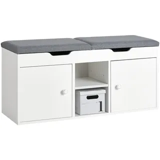 SoBuy Schuhbank Weiß , Holzwerkstoff , 100x48x34 cm , Garderobe, Garderobenbänke, Schuhbänke