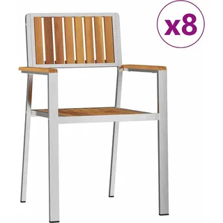 vidaXL Gartenstuhl 8 stk. Massives Akazienholz und Edelstahl - Braun