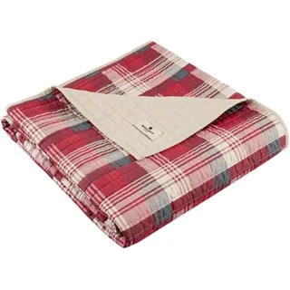 Woolrich Luxuriöser, gesteppter Überwurf – Hütten-Lifestyle, Patchwork mit Elch-Design, alle Jahreszeiten, leicht und atmungsaktiv, gemütlich, Bettüberwurf für Couch, Sofa, 127 cm B x 177,8 cm L,