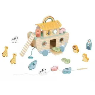 Tooky Toy: Ziehbare Noahs Arche aus Holz mit Tieren