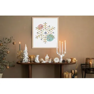 queence Bild mit Rahmen »Schneeflocke gold« Jahreszeiten   Schneeflocke   Schneeflocken   Weihnachten 1 Stk. tlg. Premium Rahmenbild, liebevolle Handarbeit, weiß