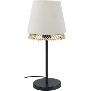 Tischleuchte , Braun, Naturfarben, Schwarz , Holz, Metall, Textil , massiv , oval , 42.5 cm , Kippschalter , Lampen & Leuchten, Innenbeleuchtung, Tischlampen, Tischlampen