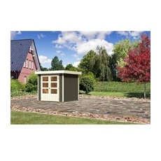 Karibu (Modul-) Holz-Gartenhaus Raala 2 Tür modern Terragrau BxT: 213x217cm