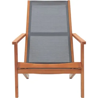 vidaXL Garten-Loungestuhl Grau Eukalyptus Massivholz und Textilene - Grau