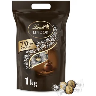 Lindt LINDOR Schokoladen Kugeln Extra Dunkel | ca. 80 Kugeln Edelbitterschokolade feinherb | dunkle Schokolade mit 70% Kakao | Großpackung, Pralinen-Geschenk | 1kg (1er Pack)