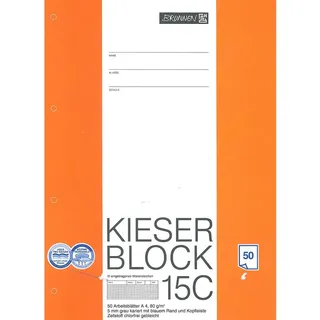 Brunnen Brunnen, Arbeitsblock Kieserblock gelocht DIN A4 kariert Lineatur 15C, 1 Block,