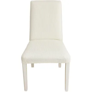 EBETA E Stuhlhussen 6 Stück, Elastische Stuhlbezug, Stretchhusse Stuhlüberzug Jacquard Hussen für Hochzeit Partys Bankett Deko, bi-Elastic Spannbezug (Milchweiß, 6 Stück)