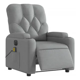 vidaXL Massagesessel Elektrisch Hellgrau Stoff - Grau