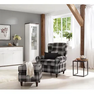 Home Affaire Ohrensessel »Eric« inklusive Hocker in Karostoff oder Luxusmicrofaser Vintageoptik Home affaire