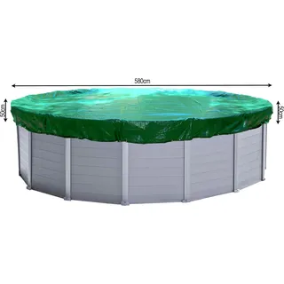 Poolabdeckung Rund für 550-600 cm Pools | Planenmaß Ø 680 cm | Grün | Sommer & Winter Poolplane | Abdeckplane 200 g/m2 PE | Zweifach Beschichtete Abdeckung | UV-Resistent - Grün