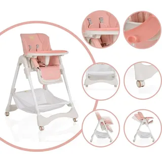 Moni Hochstuhl Chocolate höhenverstellbar, klappbar, Tisch Rückenlehne Fußstütze rosa - Rosa