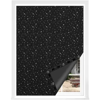 WOLTU Verdunklungsrollo ohne Bohren für Dachfenster, Tragbare & Verstellbar Sonnenschutz mit Saugnäpfen & Klettverschluss, Verdunkelungsvorhang für Schlafzimmer & Reisen, 130x100 cm, Schwarz mit Motiv