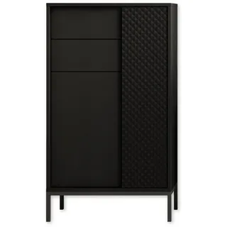 BERLIN Badezimmer Kommode in Schwarz - Moderner Badezimmerschrank Bad Schrank mit viel Stauraum - 60 x 106 x 32 cm (B/H/T)