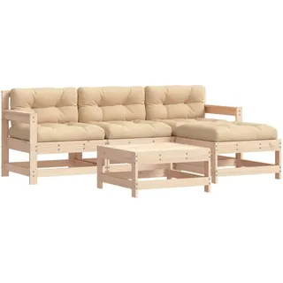 vidaXL 5-tlg. Garten-Lounge-Set mit Kissen braun/beige