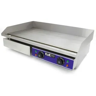 Kukoo Elektro Catering Grillplatte Gastronomie Griddleplatte Edelstahl Elektro-Grillplatte Gastrogrill Gusseisen Plancha Elektrogrill Tischgrill Glatt Grill-Platte Temperaturkontrolle Auffangbehälter