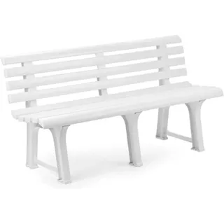 Gartenbank Dluzard, Monoblock-Gartenbank, Außenbank, 100 % Italy, 145x49h74 cm, Weiß - Weiß