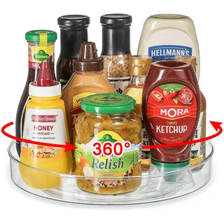Famhap Drehteller Kühlschrank Organizer Lazy Susan 22cm, Küchen Gewürzregal Gewürz Organizer, Drehbares Organizer für Schrank Unterschrank Waschbecken Schminktisch