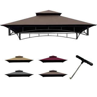 CoastShade 8 x 5 Grill BBQ Pavillon Doppelstöckiges Ersatzdach Dach Outdoor Grill Pavillon Zelt Dachplatte Braun