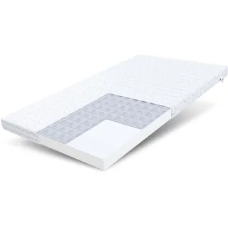 FDM Baby Care Kindermatratze 80 x 180 cm Babymatratze 9 cm Höhe Kinderbettmatratze H2 Härtegrad Polyurethanschaum mit Buchweizenfüllung Babybettmatratze Zweiseitig
